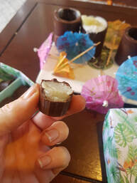pina colada jelly shots in chocolate